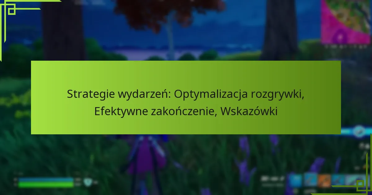 Strategie wydarzeń: Optymalizacja rozgrywki, Efektywne zakończenie, Wskazówki